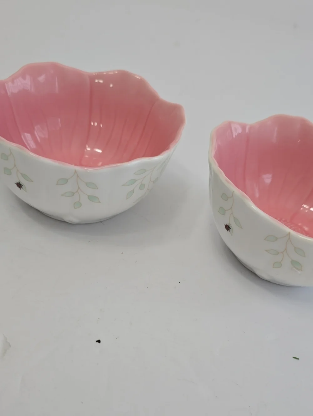 Lenox Set Of 4 Butterfly Meadow Bee Porcelain Dessert Bowls Floral Shaped